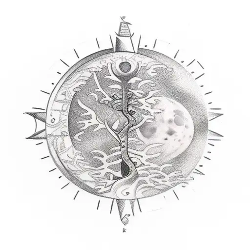 Wolf Compass Fern Tree Moon Mountain