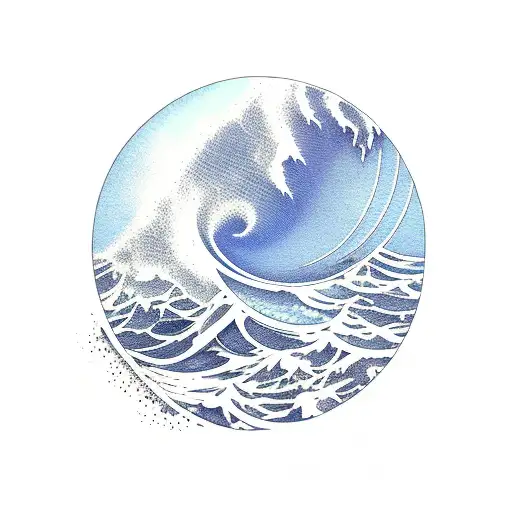 Ocean Wave With Family And Cross