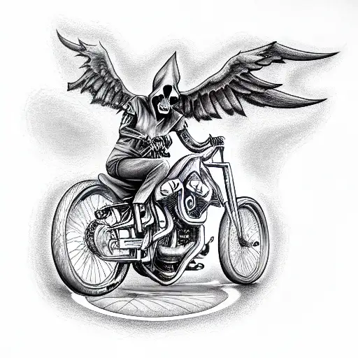 Grim Reaper Riding A Harley