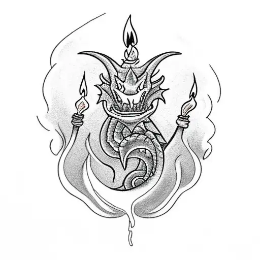 Smoking Candle With A Dragon Rising Out Of The Smoke