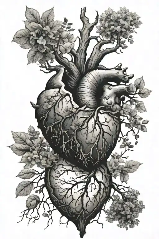 Realistic Heart With Tree Growing Out Of The Top