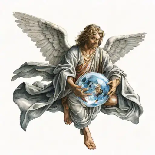 You Can A Full Body Male Angel Holding A Crystal Ball In His Hand