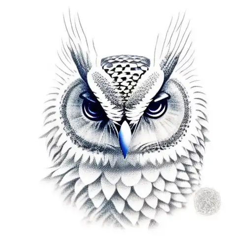 Giant Owl Facing A Dragon