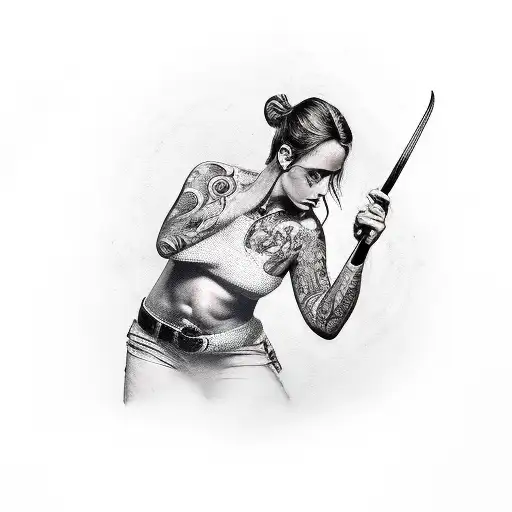 Billiard Cue Fire Woman Scar