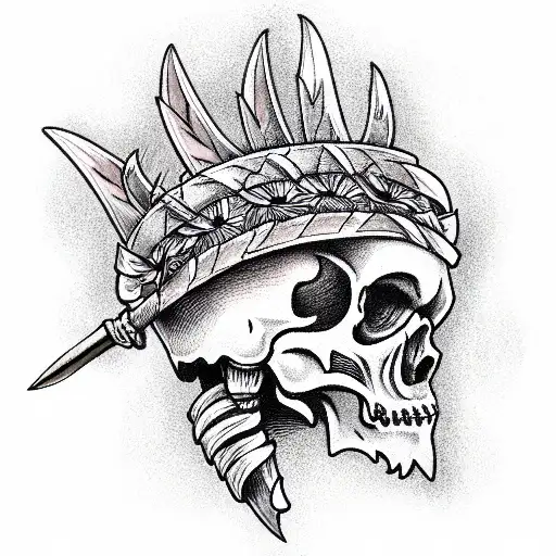 Antique Warrior Half Face Skelet