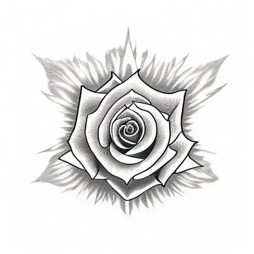 Sunflower And Rose With The Metallica Star Logo