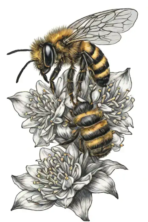 Small Honey Bee Collecting Nectar From Flowers Growing