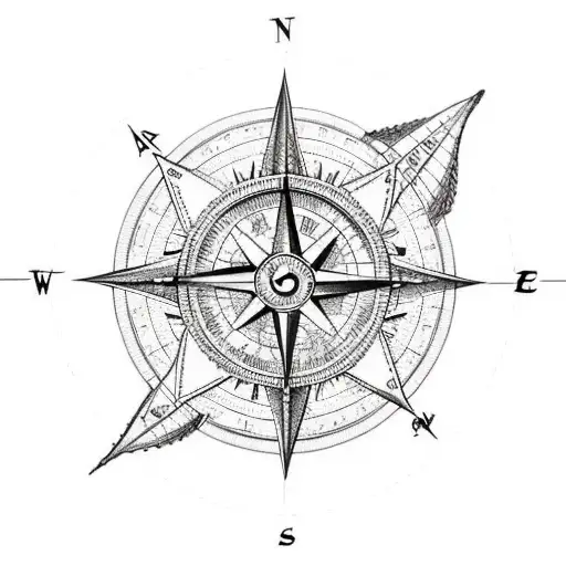 Map With Compass And Surfboard