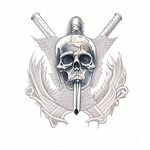 Grim Reaper Back Tattoo With A Ak 47