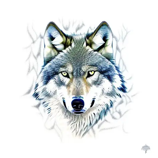 Grey Wolf In A Dork Forest