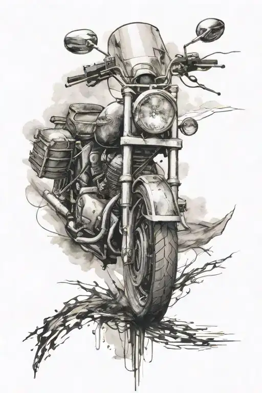 Son And Motorcycle Road Divided Into Two Parts