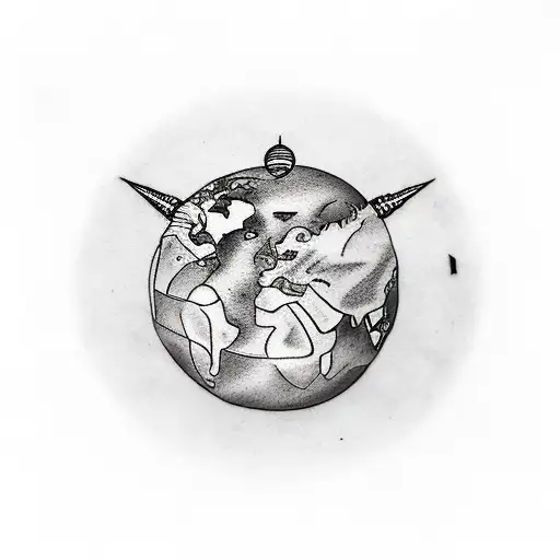 A Tattoo With A Bull With An Earth In The Background That Says The World Is Yours