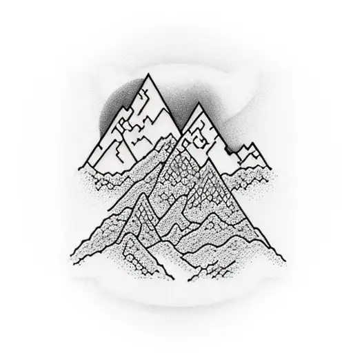 A Majestic Mountain Range With A Winding Hiking Trail Leading Towards A Glowing Sunrise