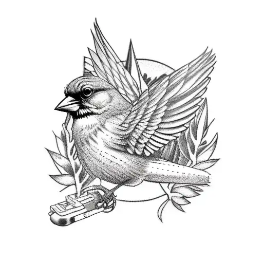 Half Arm Sleeve Themed Of The City Of Atlanta With The Brown Thrasher And An Cardinal