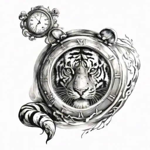 Tiger And Clock