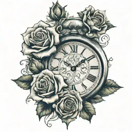 Roses Roman Numeral Clock