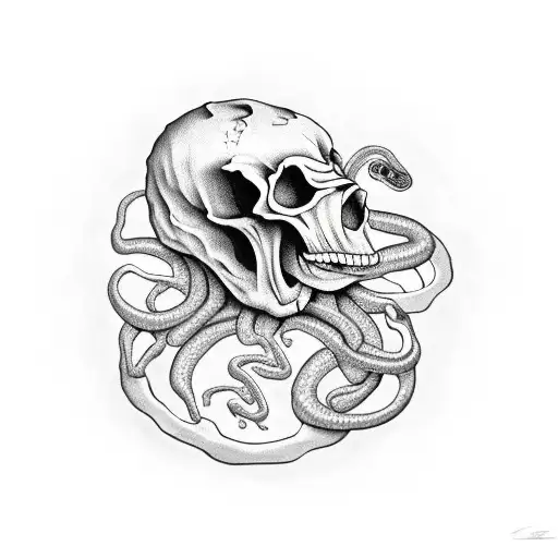 Cowskull Surrounded By Snake Hissing