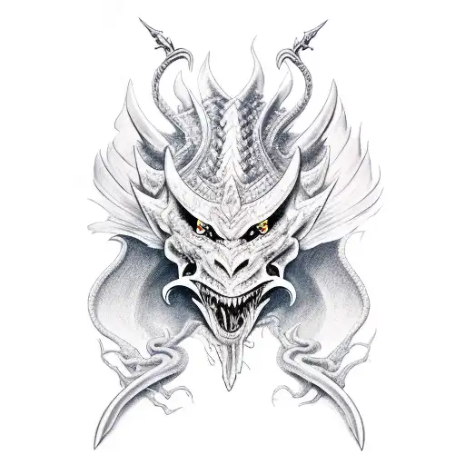 Sword With Dragon And Oni Mask