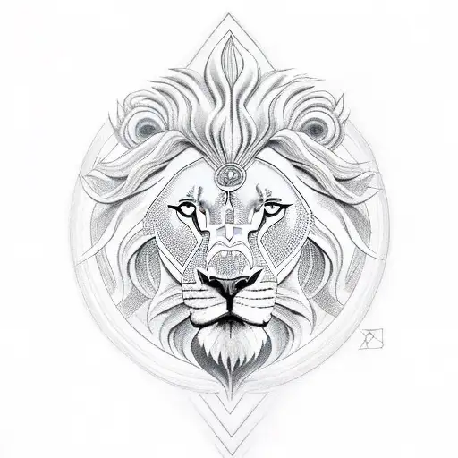 Goddess With Lion Sun In Background