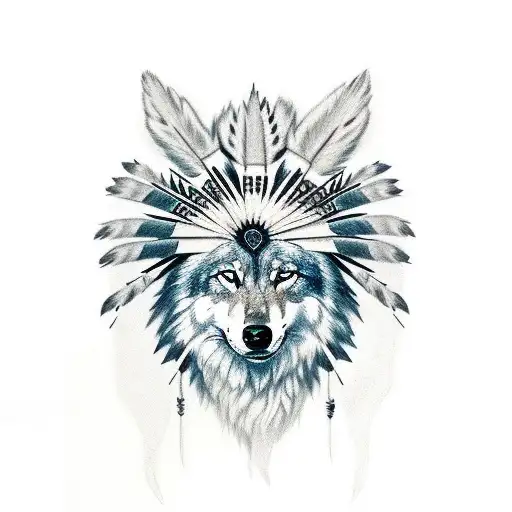 Native Female With Wolf Headdress