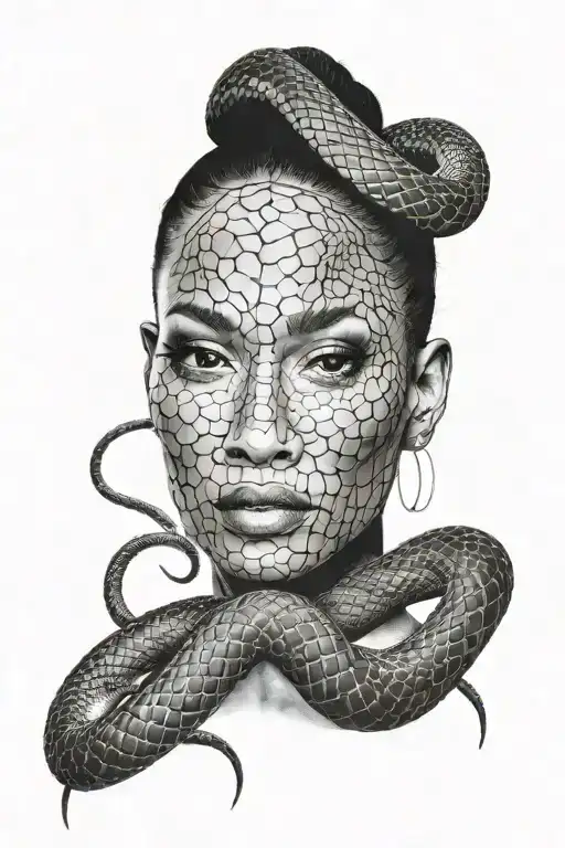 Black Mamba Snake Wrapped Women Face