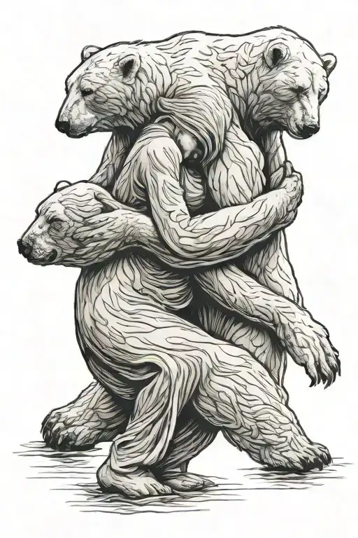 Polar Bear Hugging Woman From Behind