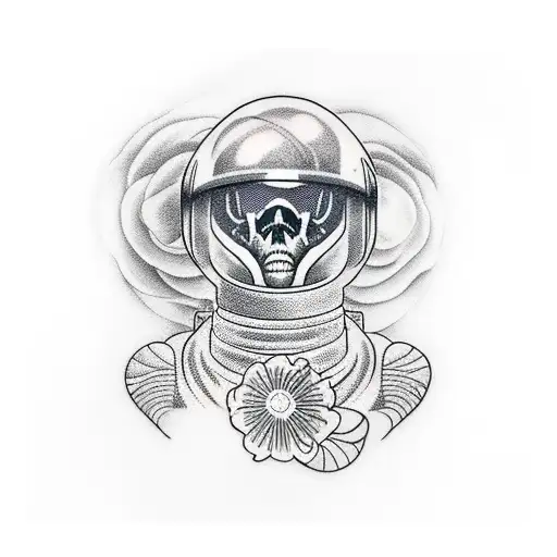 Flower Sleeve With Astronaut In Background