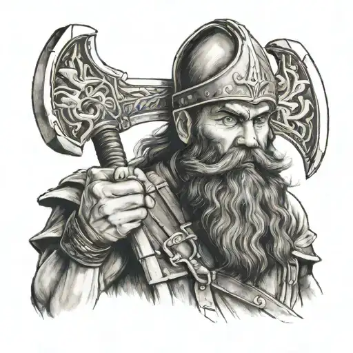 Bearded Warrior Holding Ax