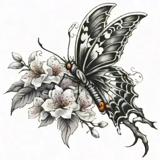 Spider Butterfly Oriental Flowers Cherry Blossoms