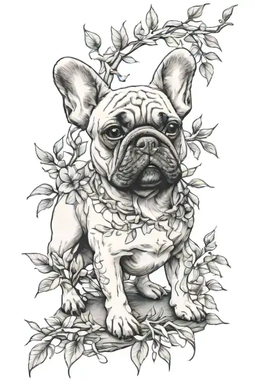 Willow Tree French Bulldog Ayahuasca Vines Intertwining