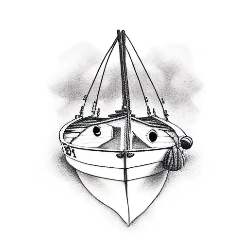 Buring Boat On Beach