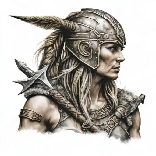 Warrior Viking Woman With Axes
