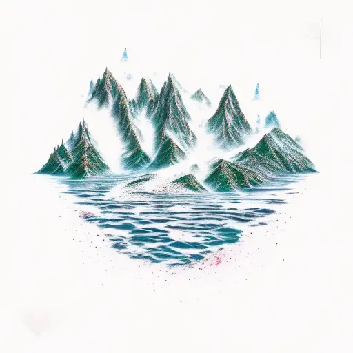 A Waterfall Coming Out To The Mountain Pouring Into The Sea But Resembles Blood