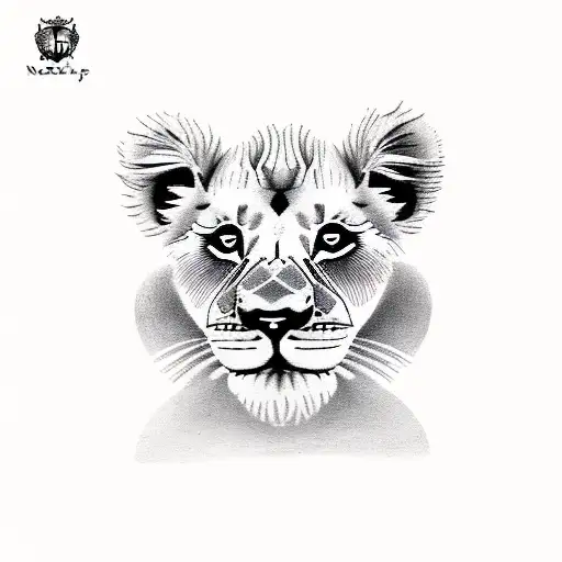 Lion Cub With Gentle Surrounding