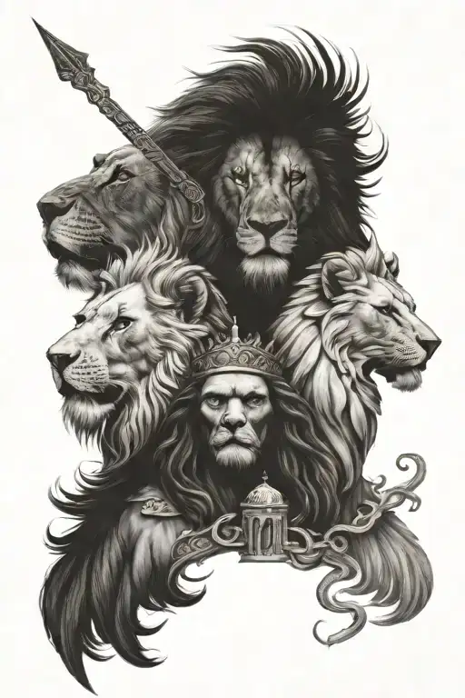 Lion Head And St Michael Archangel