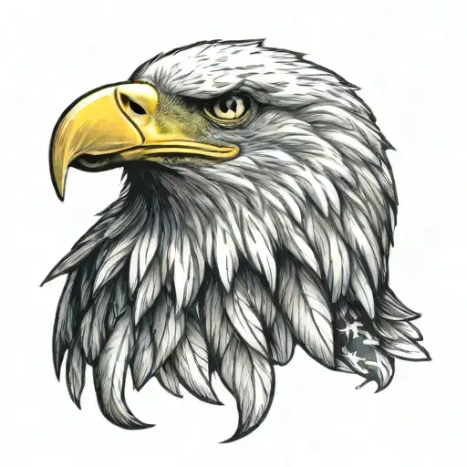 American Flag And Bald Eagle Head