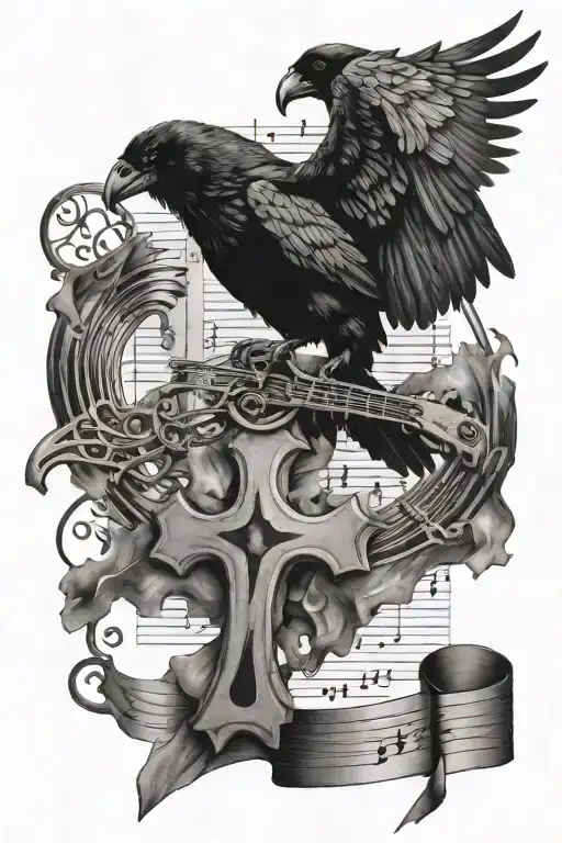 Crow And Cross Surrounded My Music Notes