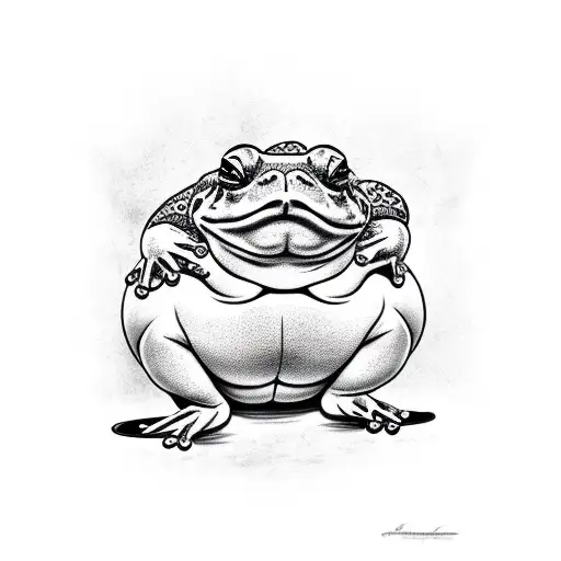 Sumo Frog Smoking On Top Of A Mushroom