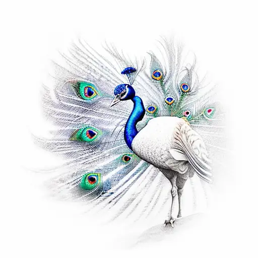 A Majestic Peacock Perched On A Mountain Peak During A Breathtaking Sunset