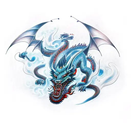 Samurai Turned Fire And Ice Dragon