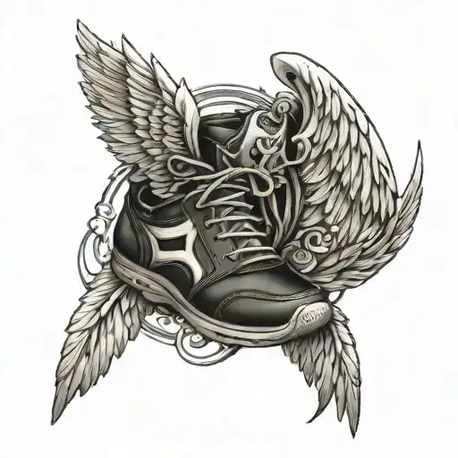 A Track Shoe With Intricate Angel Wings Design