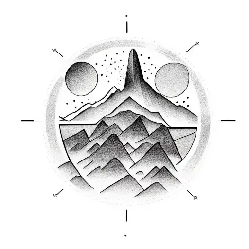 Mountain With A Sunset With Four Different Ledges For Astrological Signs