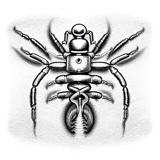 Isometric View Of A Metal Scorpion On A Techno Celtic Knot