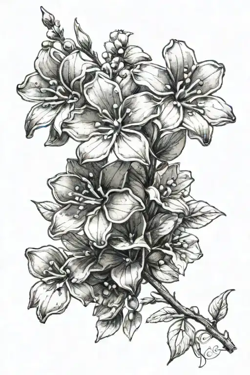 Daughter Writen In Cursive As The Stem Of A Forget Me Not Flower