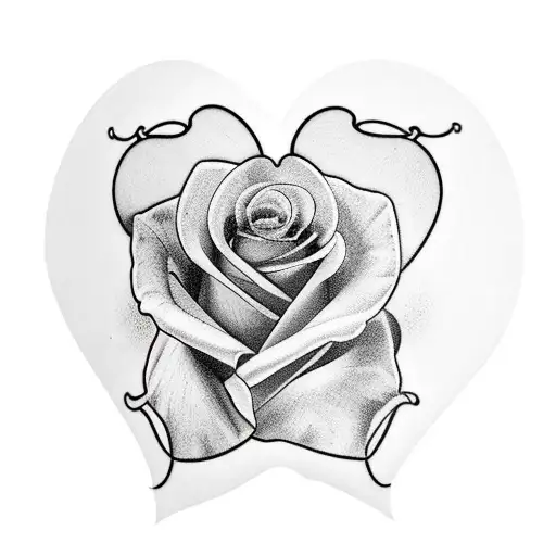 Stained Glass Rose In Center Of A Heart