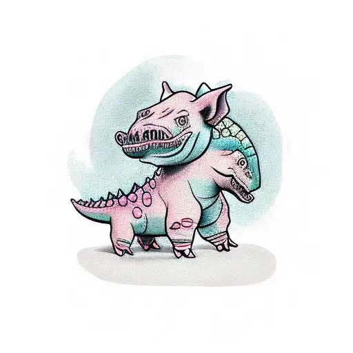 Baby Pig Wearing A Dinosaur Pajama