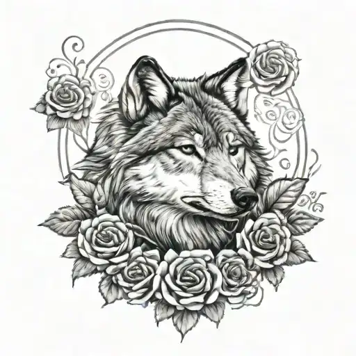 Wolf Blended By Roses