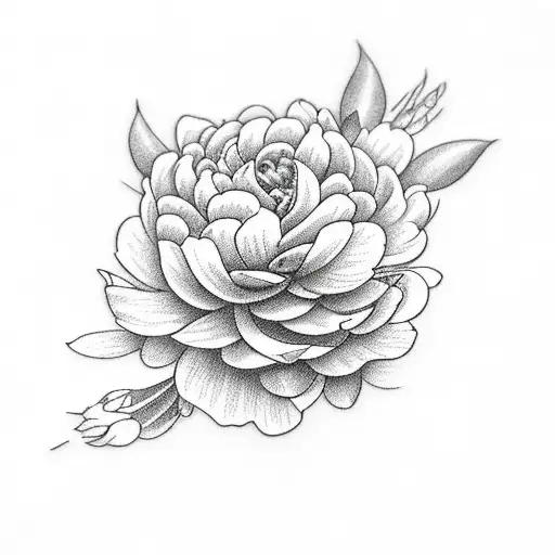 Cat With Peonies And Dahlias