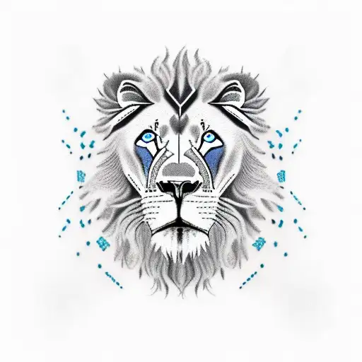 Lion With Blue Eyes And Lamb Trash Polka