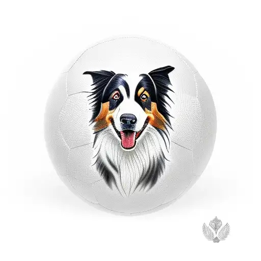 Create A Tattoo Of A Border Collie Balancing A Soccer Ball On Its Nose